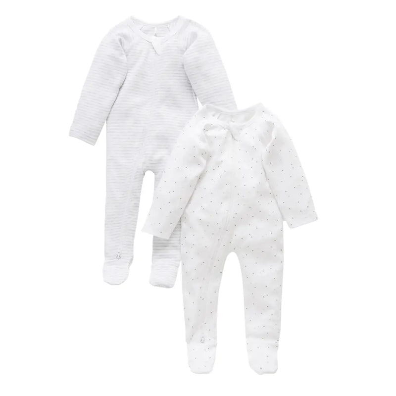 Purebaby - Essentials Zip Growsuit 2 pack