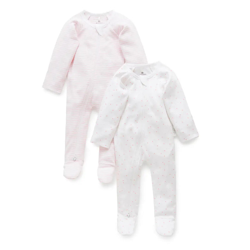 Purebaby - Essentials Zip Growsuit 2 pack