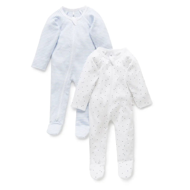 Purebaby - Essentials Zip Growsuit 2 pack