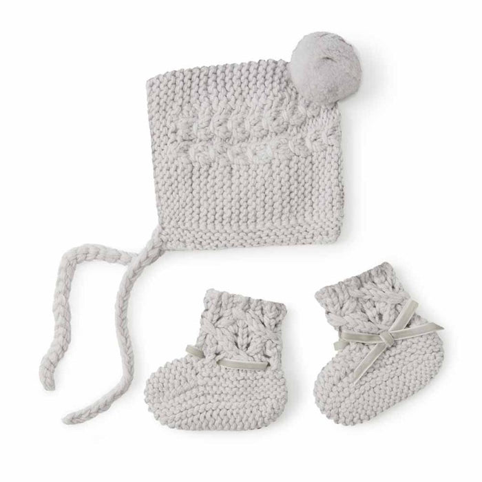 Snuggle Hunny - Merino Wool Bonnet & Booties - Grey