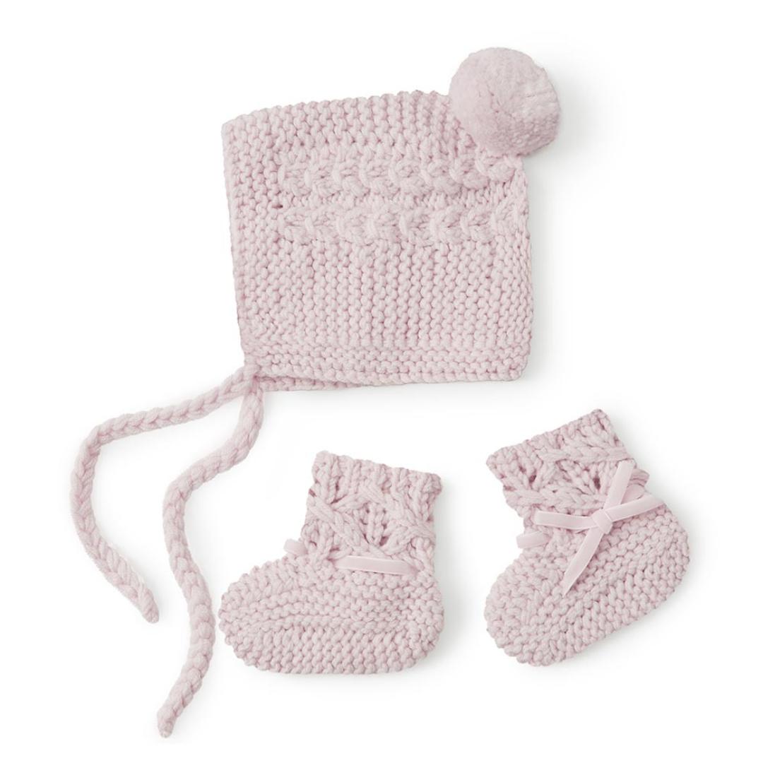 Snuggle Hunny - Merino Wool Bonnet & Booties - Pink