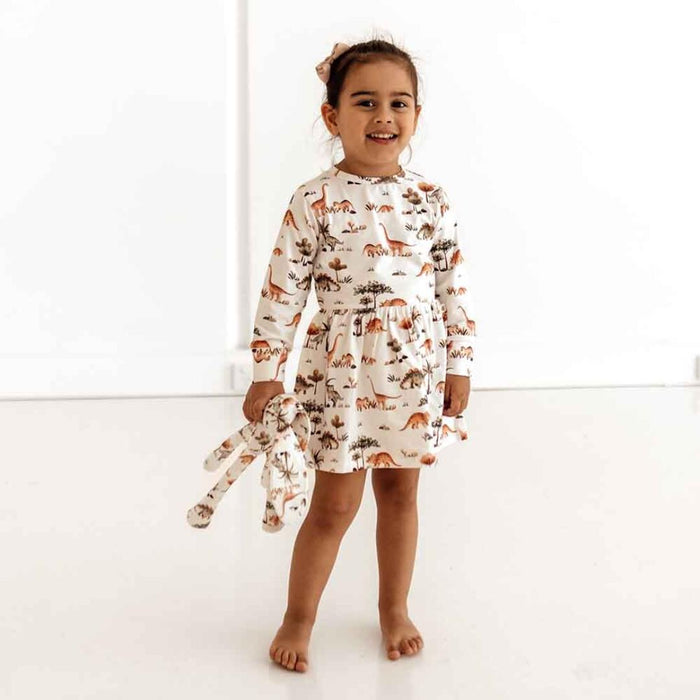 Snuggle Hunny Long Sleeve Bodysuit Dress - Dino