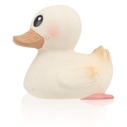 HEVEA® Kawan Rubber Duck - Mini, a Scandinavian-designed, 100% natural rubber bath toy. Plant-based, vegan-certified, and hand-painted with natural, FDA-approved pigments. Designed without holes to prevent mold, making it safe and hygienic. Soft yet textured for teething, perfect for bath time, the beach, or playroom adventures. Eco-friendly and biodegradable, ensuring a greener planet.
