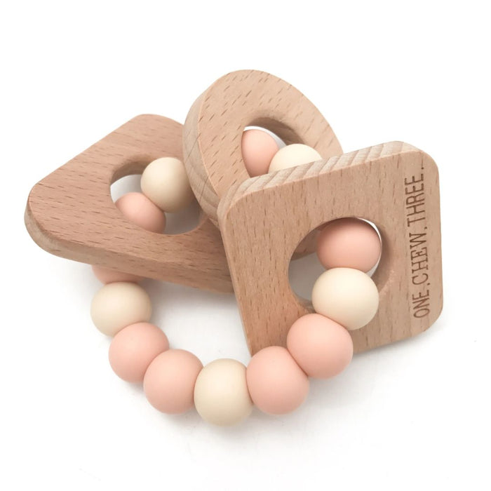 SHAPES Silicone and Beech Wood Teether