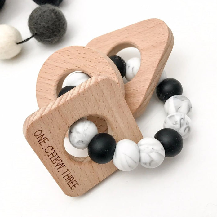 SHAPES Silicone and Beech Wood Teether