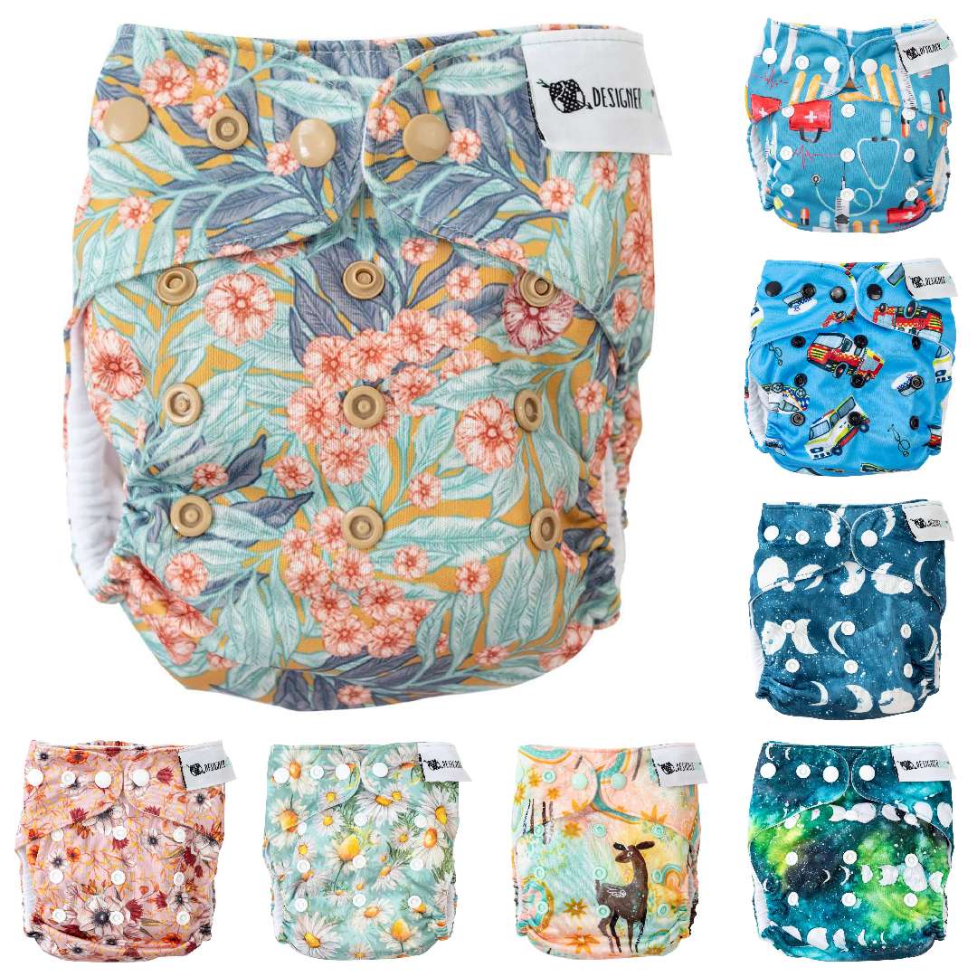 All in 2 (OSFM) cloth nappies - Designer Bums