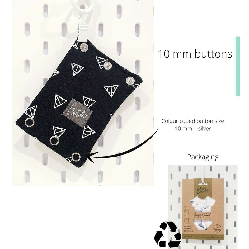 Patterns 10 mm buttons Snap & Extend® bodysuit extender