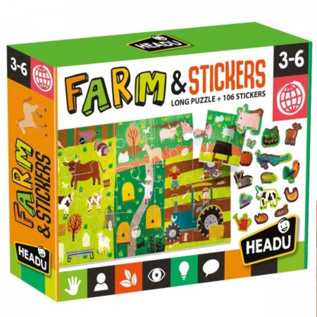 Puzzle + Stickers The Farm - Headu
